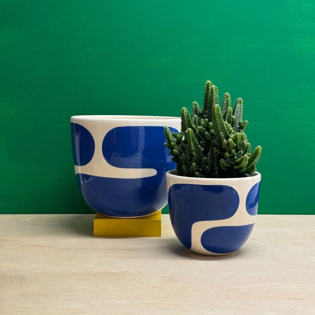Franca Cobalt Color Block Planter | Tend Greenpoint